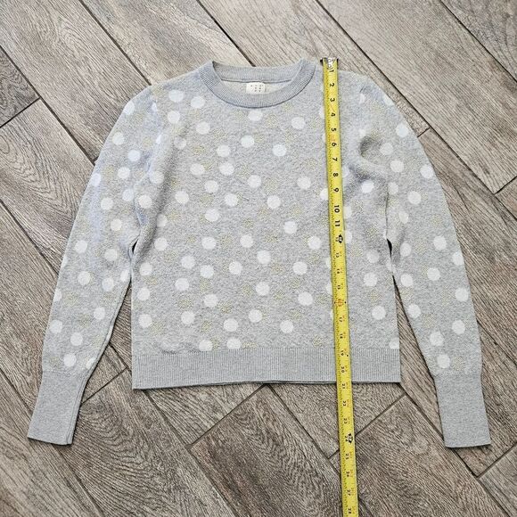 A New Day Gray Polka Dot Knit Long Sleeve Crew Neck Sweater Size XS - Picture 2 of 12